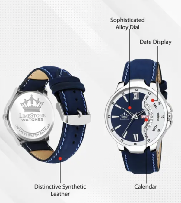 Leather Strap Quartz Analog Watch - Image 3